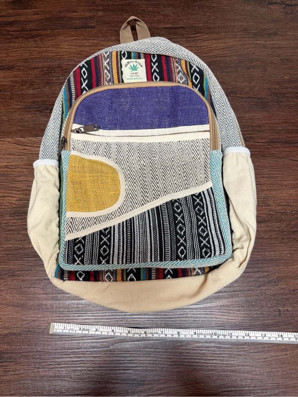 Himalayan Hemp Multicolor Patterned Backpack - Picture 3 of 4